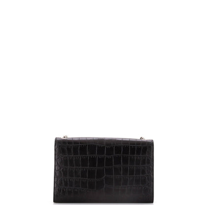 Saint Laurent Classic Monogram Tassel Crossbody Bag Crocodile Embossed Leather