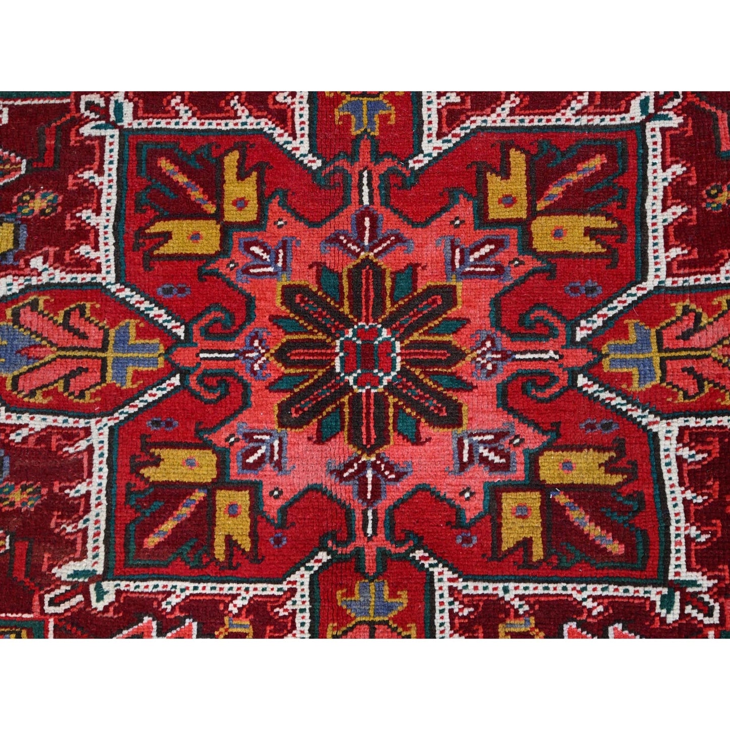 9'1"X11'9" Cereza Red Wool Hand Knotted Vintage Zoroastrian Heris Clean Rug