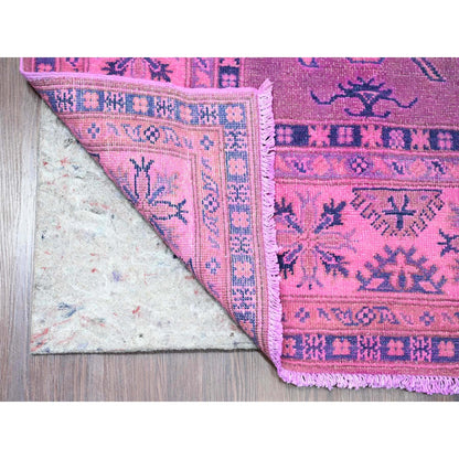 5'7"X7'9" Pink Overdyed Kazak Medallion Design, Hand Knotted Wool Rug