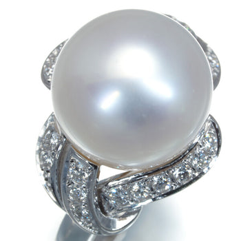 Mikimoto Ring South Sea Pearl 11.4Mm Diamond 0.23Ct Us6-6.25 900 Platinum