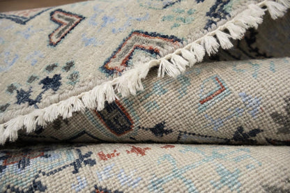 Hand-Knotted Cream Oushak Oriental Round Rug 6x6 Ft Classic Foyer Carpet