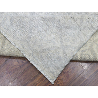 8'X9'9" Ivory White Wash Peshawar Natural Wool Hand Knotted Oriental Rug
