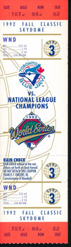 1992 World Series Game 3 Full Ticket Toronto Blue