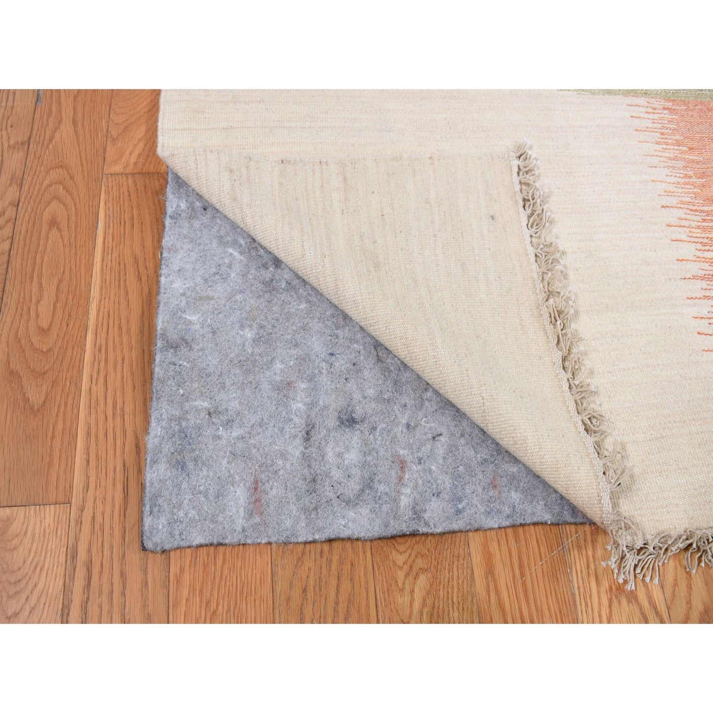 9'X12'6" Ivory Wool Hand Woven Flat Weave Durie Kilim Dazzling Design Rug