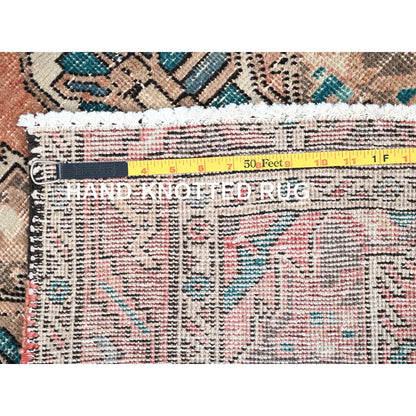 3'2"X10'9" Fenugreek Brown Clean Vintage Karjihooz Hand Knotted Wool Rug