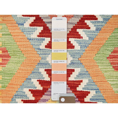 2'8"X8'3" Colorful Afghan Kilim 100% Wool Rug Flat Weave Hand Woven Runner