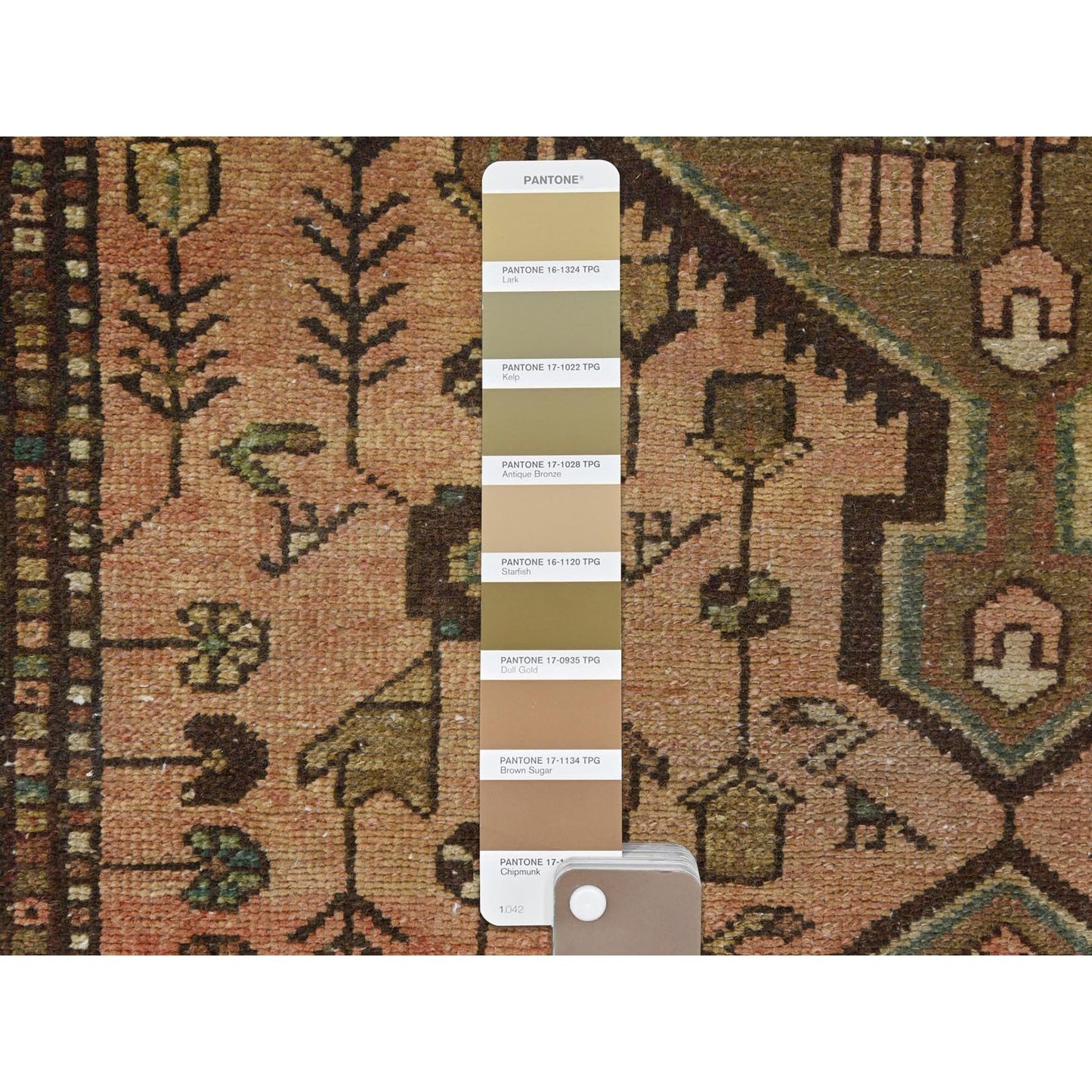3'7"X10'2" Brown Worn Wool Hand Knotted Vintage Farsian Wide Runner Rug