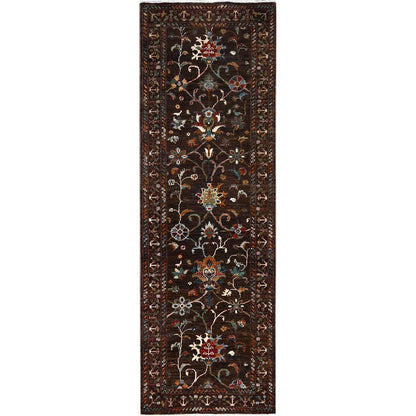 2'8"X8'6" Brown Pure Wool Afghan Sultani Oriental Runner Rug