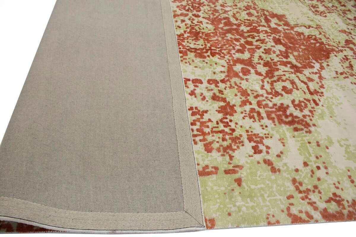 Modern Distressed Oriental Rug Floral Medallion
