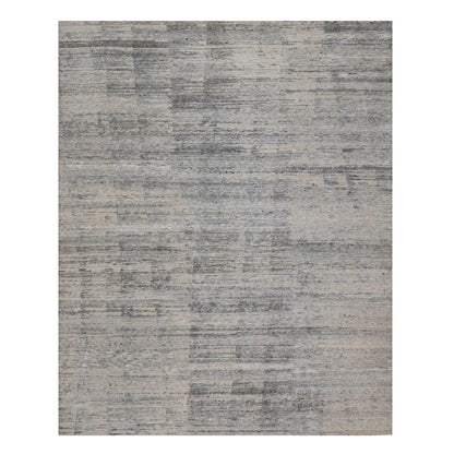 8'X10'2" Gray-Ivory Modern Design Hand Knotted Undyed Natural Wool Rug