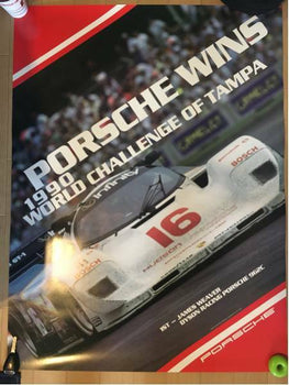 Original Vintage Rare Race Poster Porsche Wins