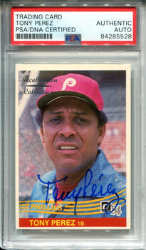 Tony Perez Autographed 1983 Donruss Recollection Collection Card (Psa)