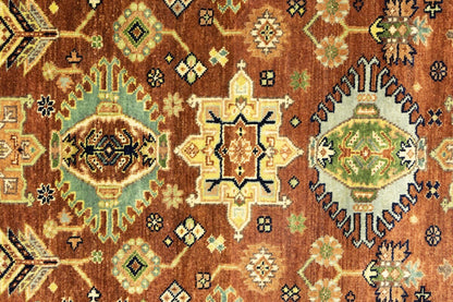 5X8 Ft Hand-Knotted Indo-Karajeh Tribal Geometric