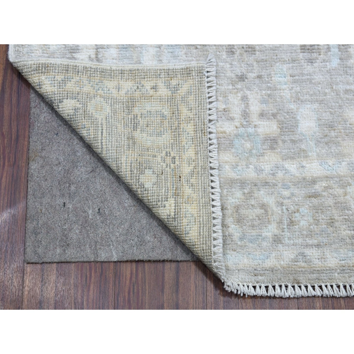2'9"X16' Gray Hand Knotted Angora Oushak Soft Wool Xl Runner Rug