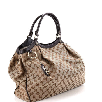 Gucci Sukey Tote Gg Canvas With Leather Large