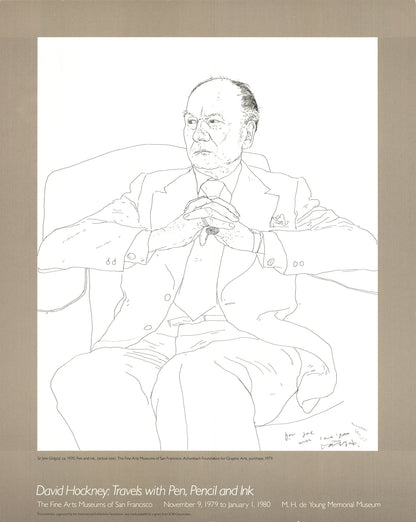 David Hockney Portrait Of Sir John Gielgud " Lithograph Pop Art