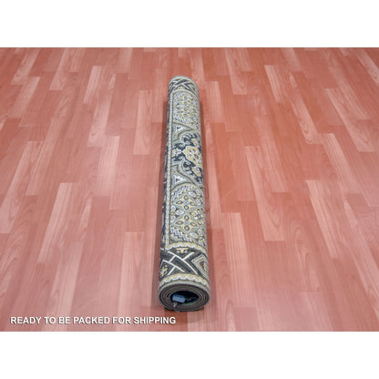 4'X6'2" Taupe-Brown Silk Mughal Inspired Hand-Knotted Textured Wool Rug