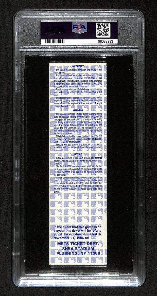 1986 World Series Game 7 Full Ticket Clincher Mets 8 Vs. Red Sox 5 Psa 6 195430