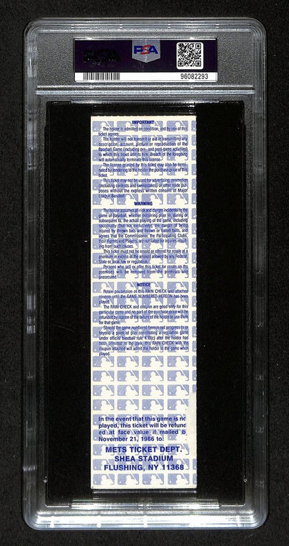 1986 World Series Game 7 Full Ticket Clincher Mets 8 Vs. Red Sox 5 Psa 6 195430