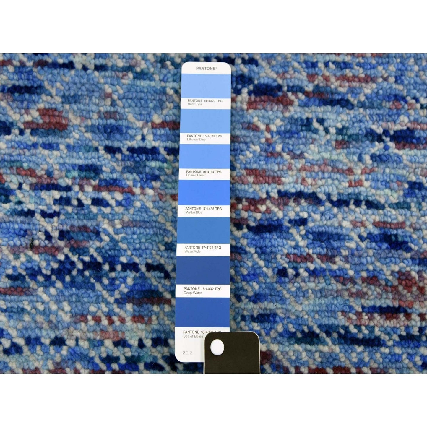 10'X14'4" Blue Pure Wool Hand Knotted Modern Chiaroscuro Collection Rug