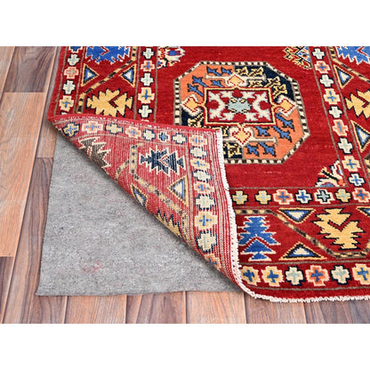 2'7"X8' Red Hand Knotted Afghan Ersari Special Kazak Wool Wide Runner Rug