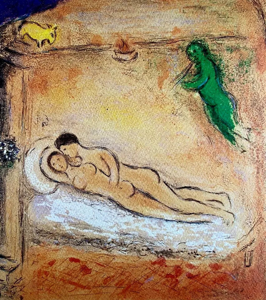 Marc-Chagall Lithograph Hand-Made Coa Hand-Signed Op