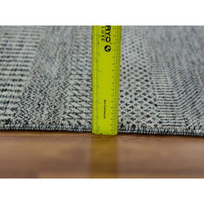 2'6"X5'10" Frost Gray Undyed Wool Grass Design Hand Knotted Runner Rug