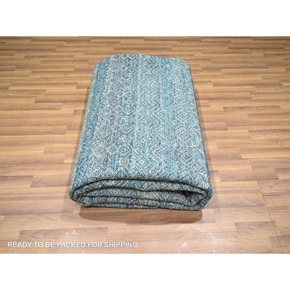 8'3"X10'1" Blue Kohinoor Herat All Over Design Hand Knotted Soft Wool Rug