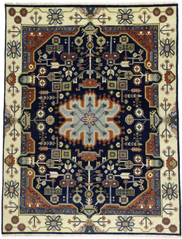 9X12 ft Navy Tribal Heriz Serapi Wool Oriental