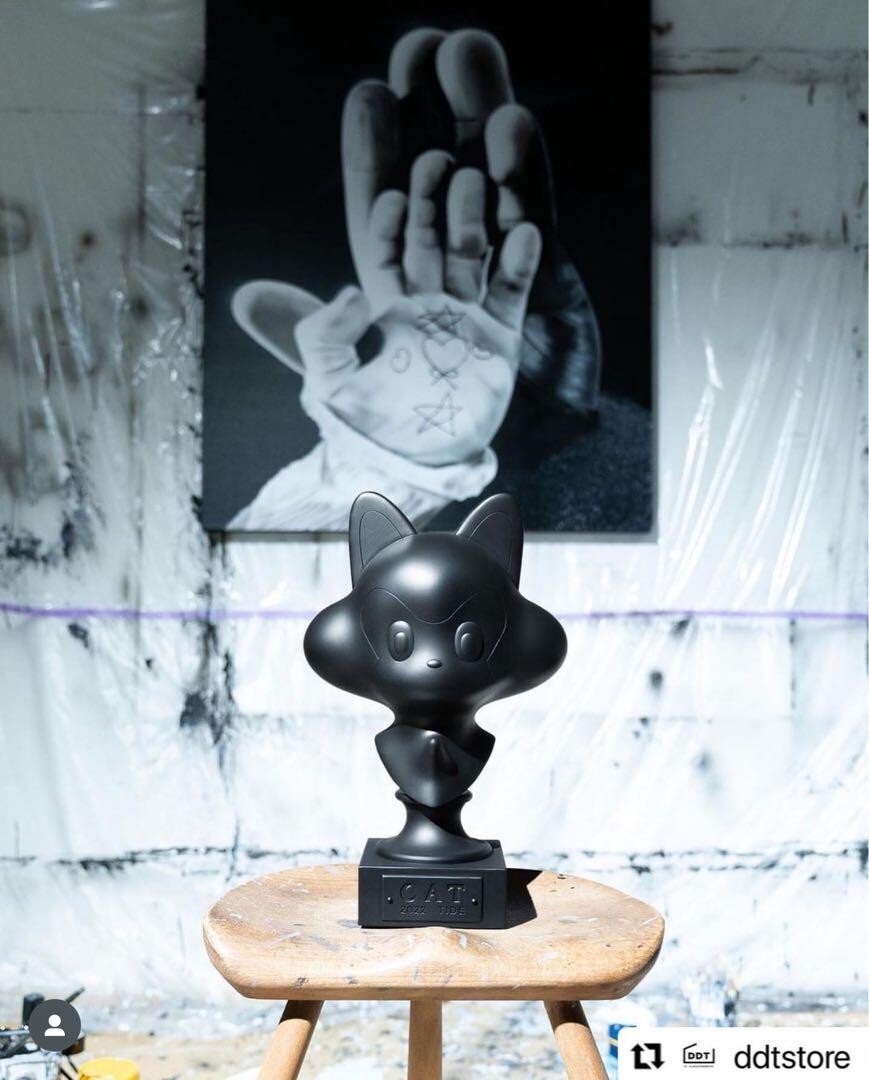 Tide (Tatsuhiro Ide) Statue Cat Limited Edition 50 Bronze Sculpture Black Coa