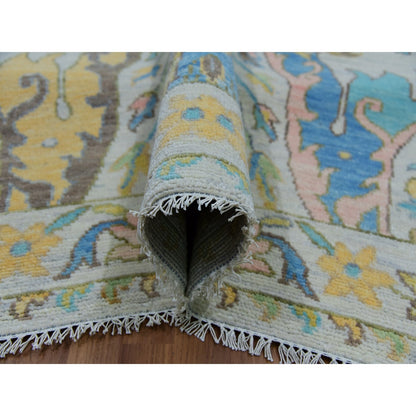 10'4"X14' Snow Ivory Bidjar Garhus Design Hand Knotted Natural Wool Rug