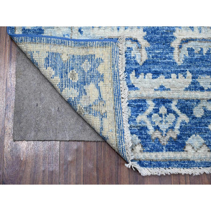 2'10"X11'9" Imperial Blue Afghan Angora Oushak Runner Oriental Rug