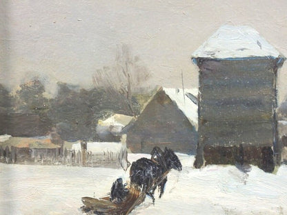 Vladimir Igoshev Original Oil Painting "Old Watchtower" Soviet Russian Winter