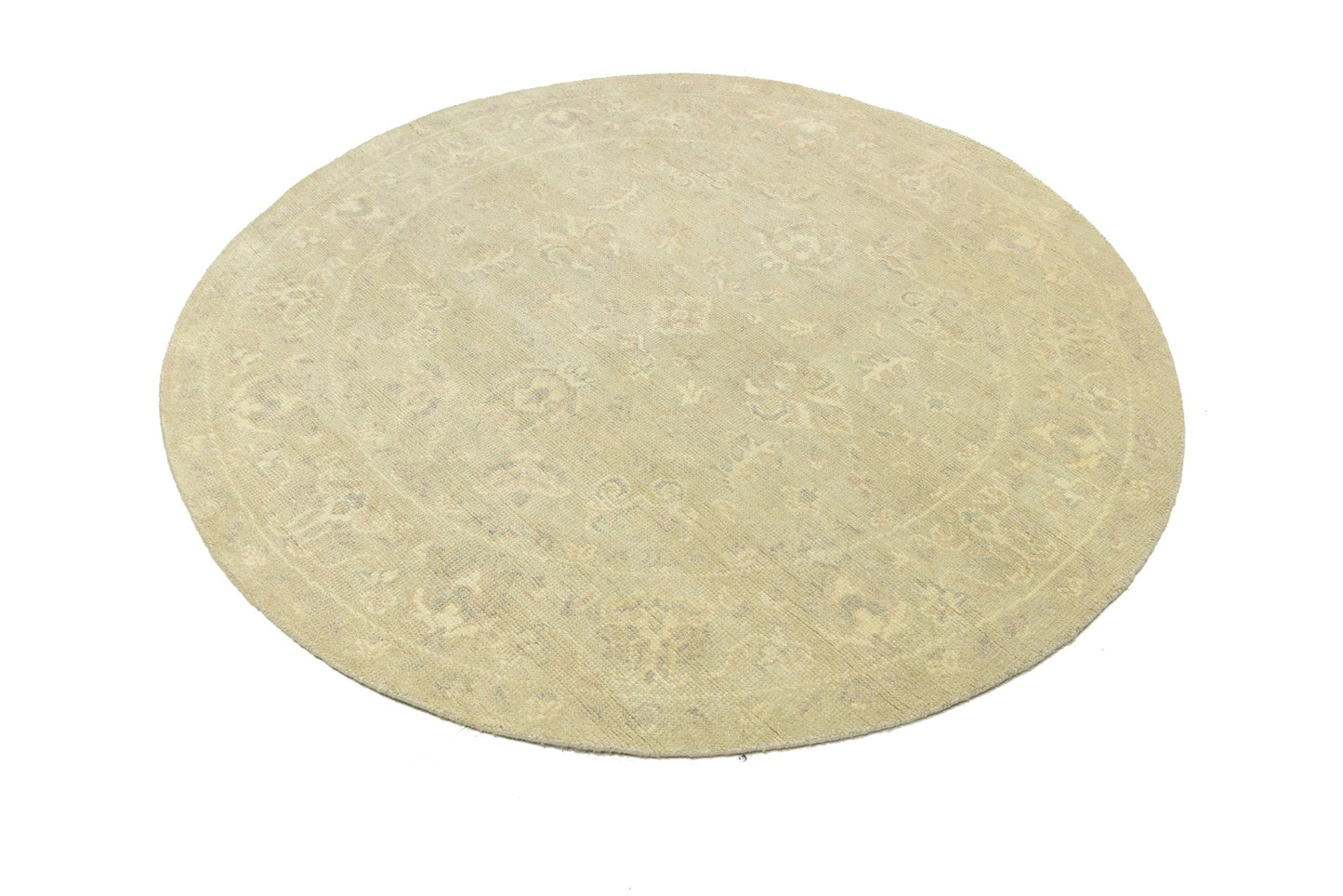 Floral Transitional Hand-Knotted Round Oriental Rug Home Decor Carpet 6X6 Ft