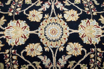 Handmade Indo-Nain Dark Navy Floral Design Round