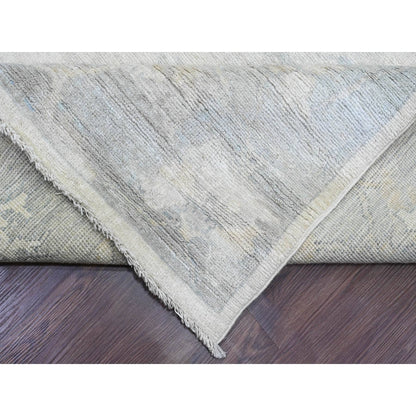8'10"X17'4" White Afghan Angora Oushak Wool Hand Knotted Oversized Rug