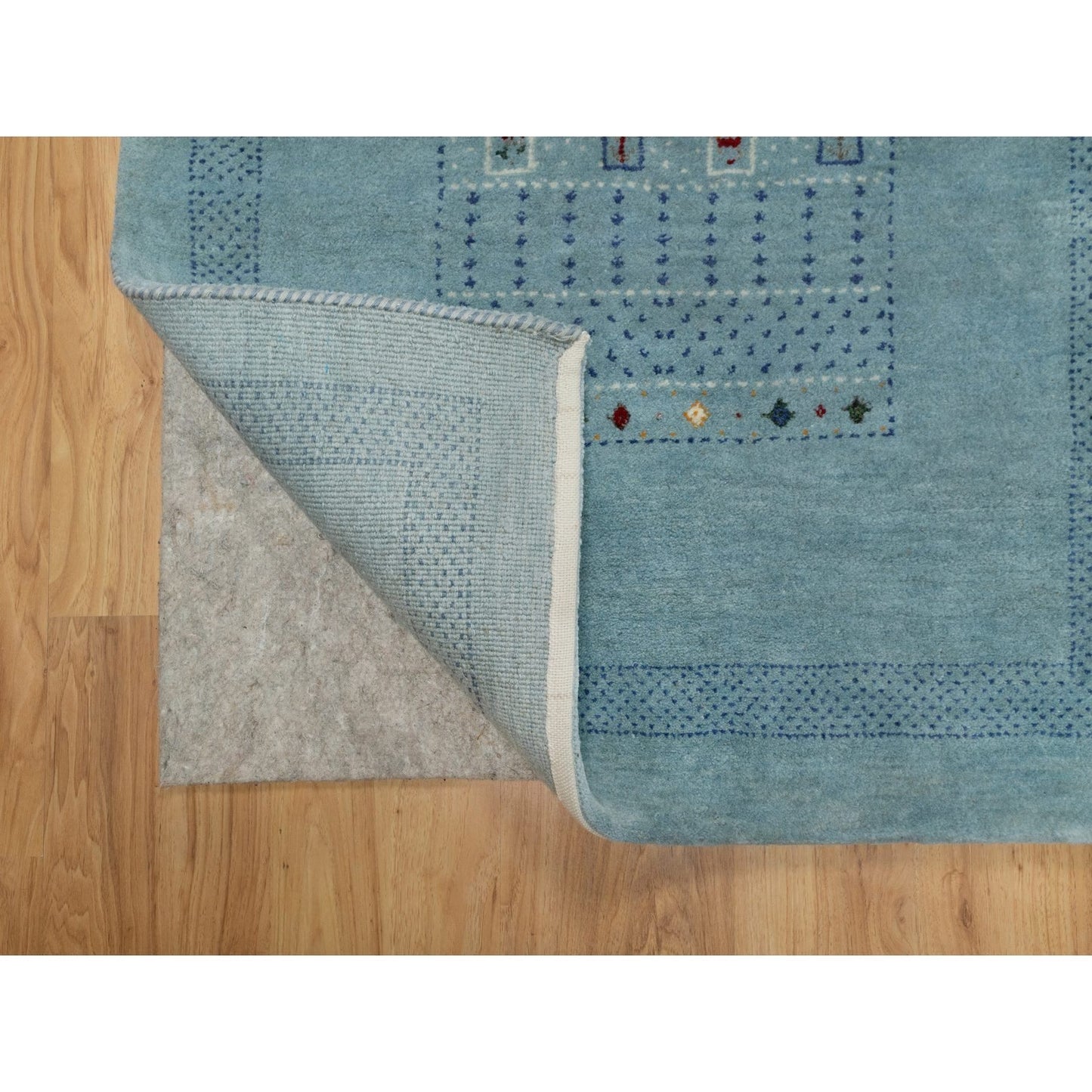 3'X5'6" Stone Blue Small Animal Figurines Modern Hand Knotted Wool Rug