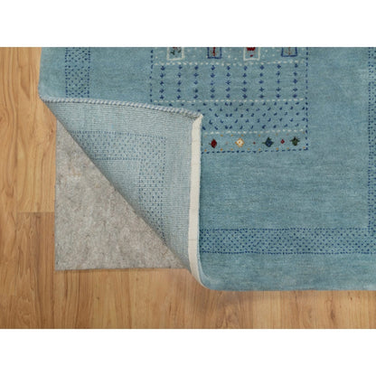 3'X5'6" Stone Blue Small Animal Figurines Modern Hand Knotted Wool Rug