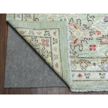 11'9"X17'3" Angora Oushak Soft Wool Hand Knotted Soft Green Oversized Rug