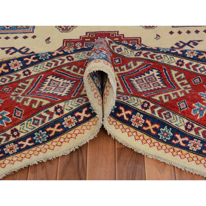 8'8"X12' Ivory Special Kazak Pure Wool Hand Knotted Oriental Rug