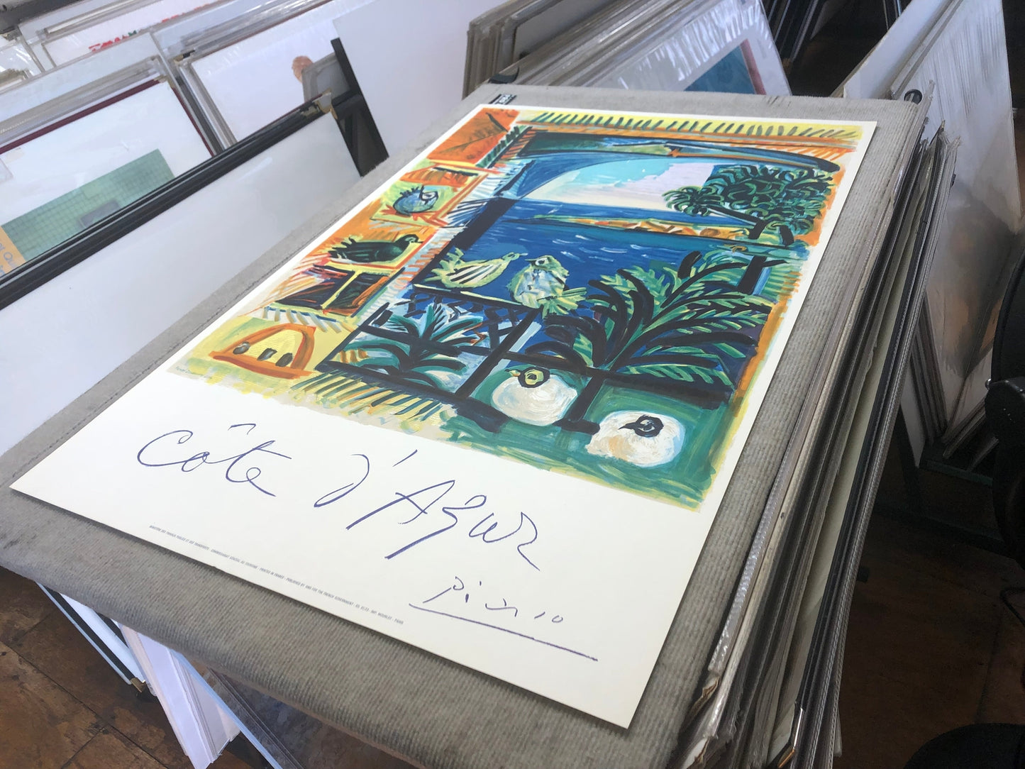 Pablo Picasso Cote D'Azur " Lithograph Cubism Blue, Orange, Yell