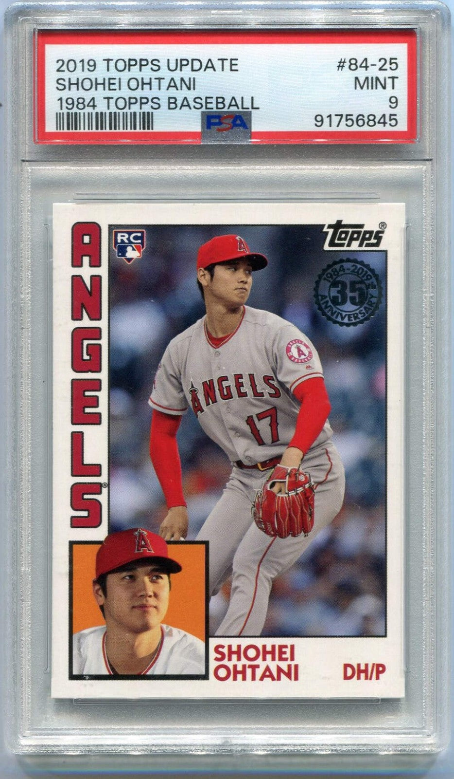 Shohei Ohtani 2019 Topps Update Rc #84-25 Psa Graded 9