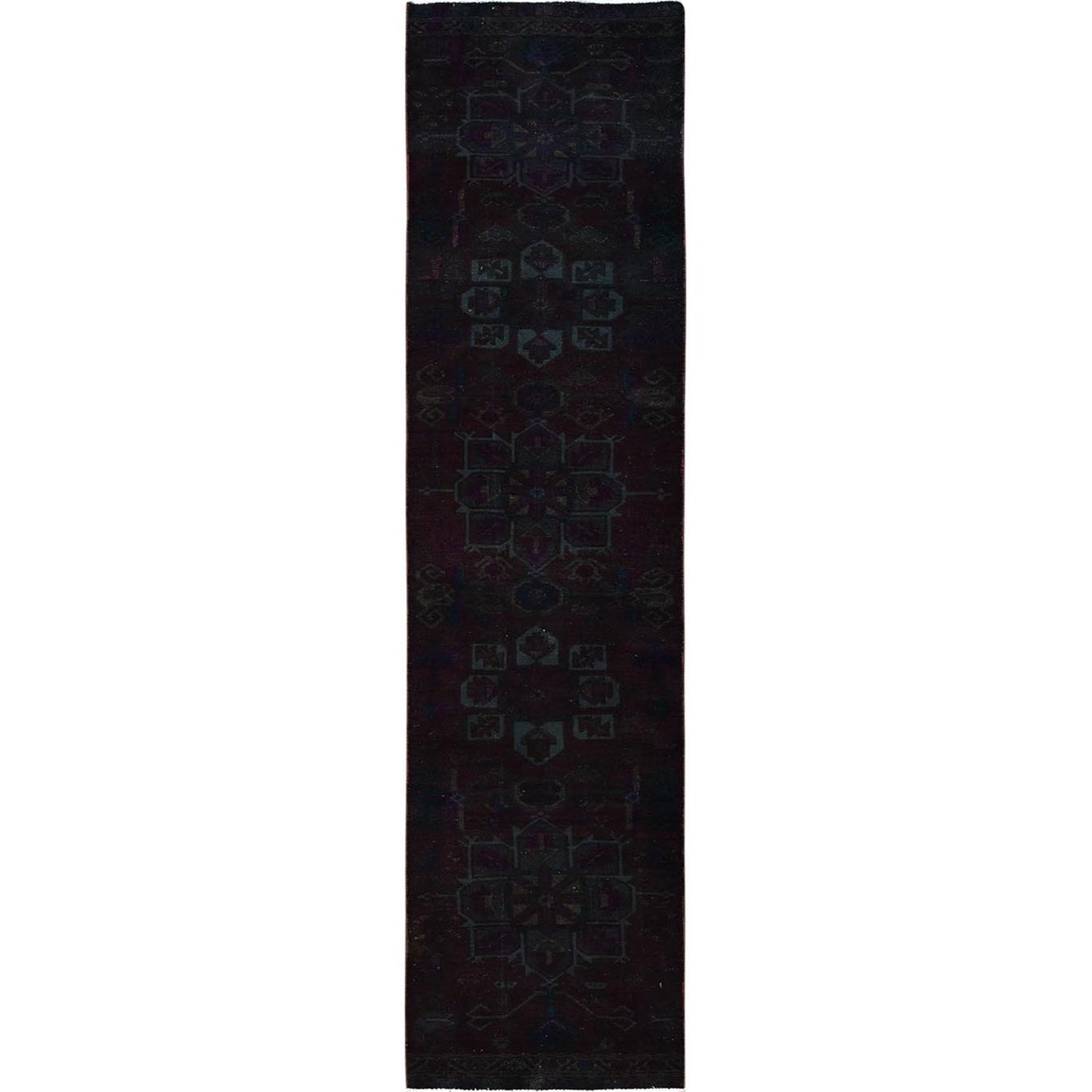 2'4"X10' Overdyed Red Vintage Zoroastrian Pure Wool Hand Knotted Runner Rug