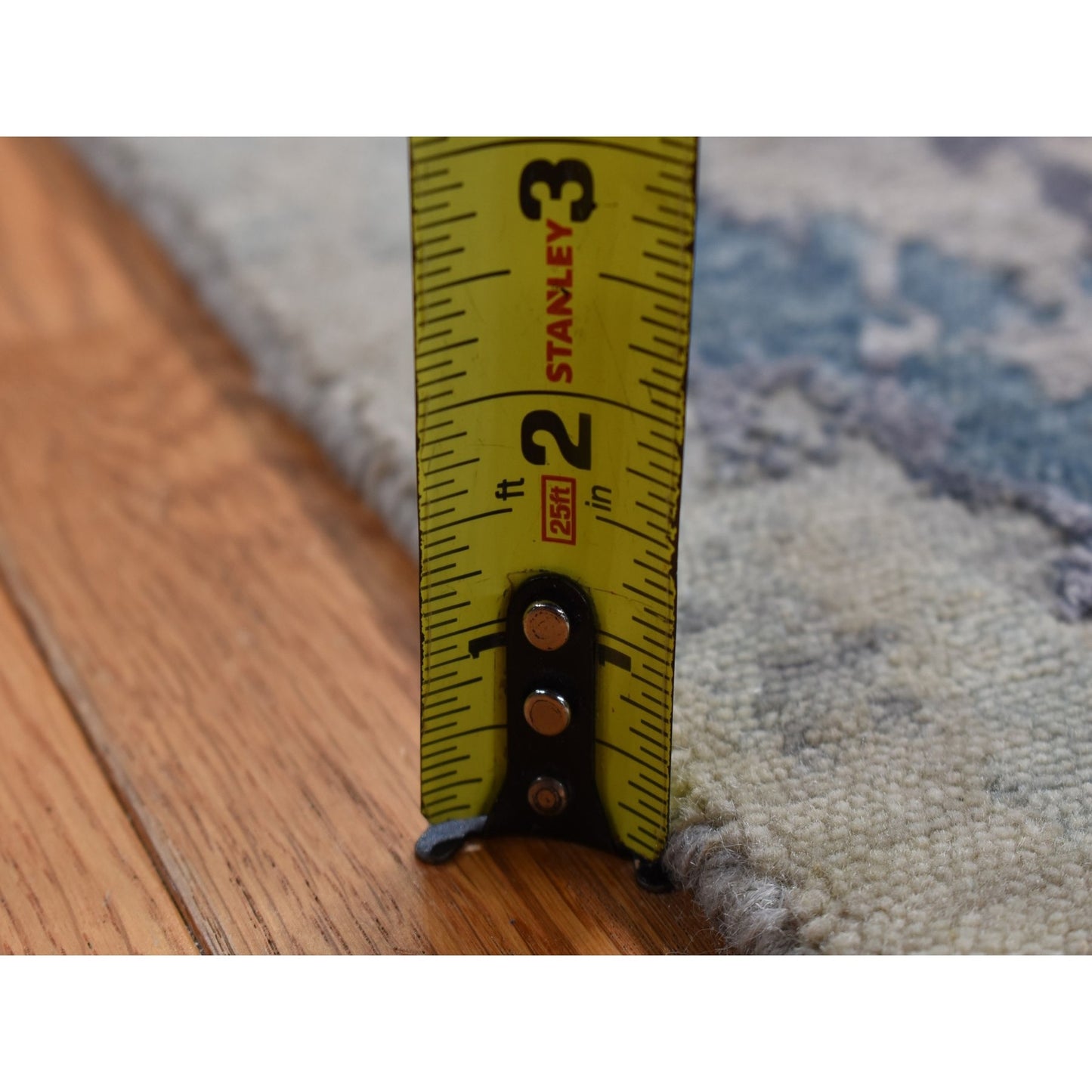 3'X5' Battleship Gray Abstract Design Wool And Silk Hand Knotted Rug