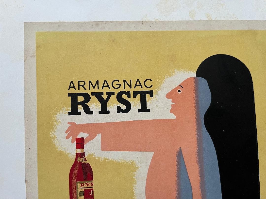 Rare Vintage 1943 Lithograph By Raymond Savignac  Armagnac Ryst Poster France