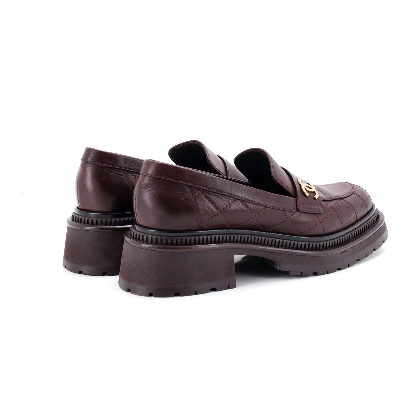 Chanel Women'S Cc Loafers Quilted Leather