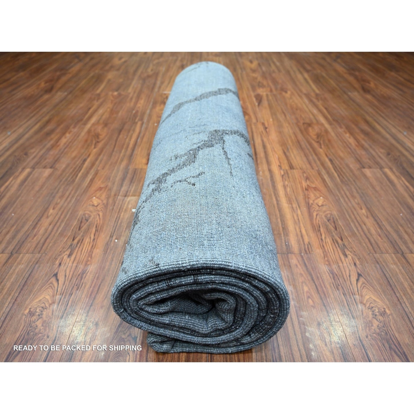 8'10"X12'1" Blue Gray Modern Tree Design 100% Wool Hand Knotted Rug