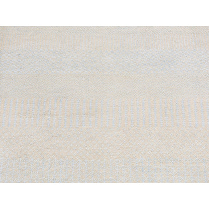 2'7"X8'4" Ivory Grass Design Gabbeh Wool And Silk Hand Knotted Runner Rug
