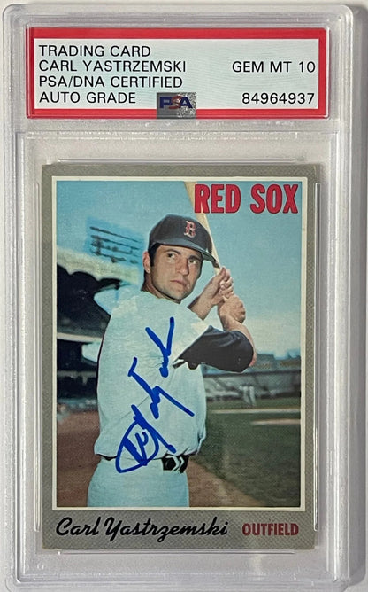 Carl Yastrzemski Signed 1970 Topps Card #10 Psa Auto Gem Mt 10