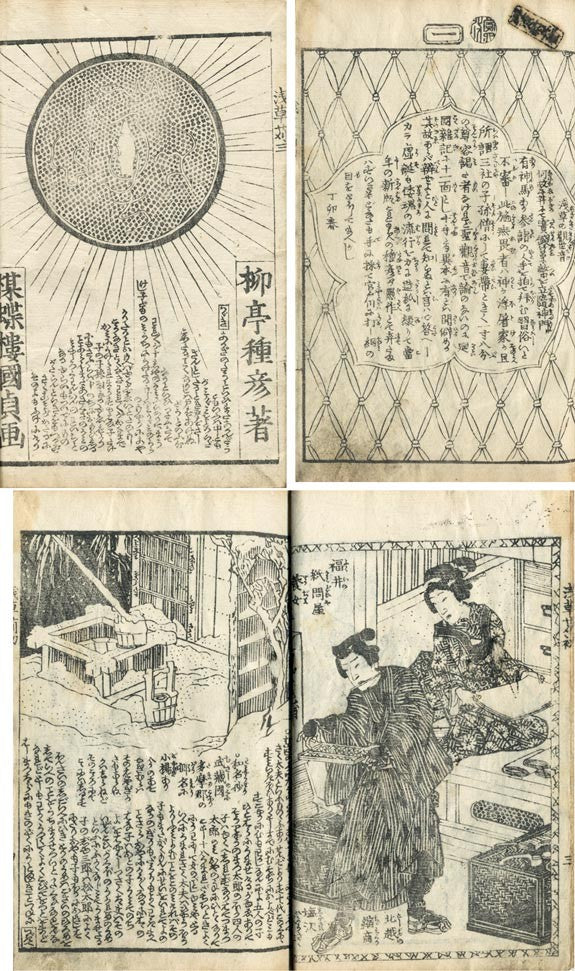 Japanese Woodblock Book 1881 Ryutei Tanehiko II Kunisada II 5 Vols Set